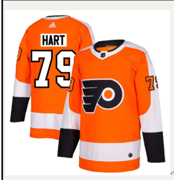 NHL Flyers 79 Carter Hart Orange Adidas Men Jersey