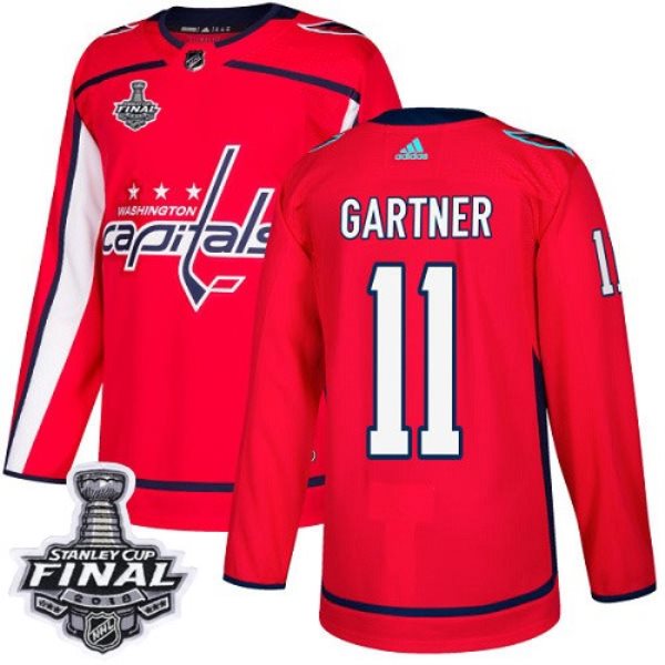 NHL Washington Capitals 11 Mike Gartner Adidas Red 2018 Stanley Cup Final Patch Men Jersey