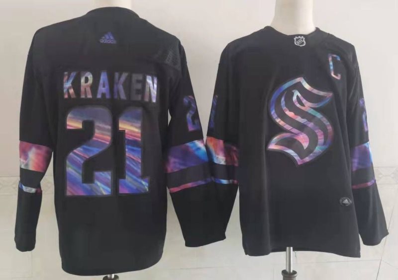 NHL Seattle Kraken 21 Kraken Black Adidas Men Jersey
