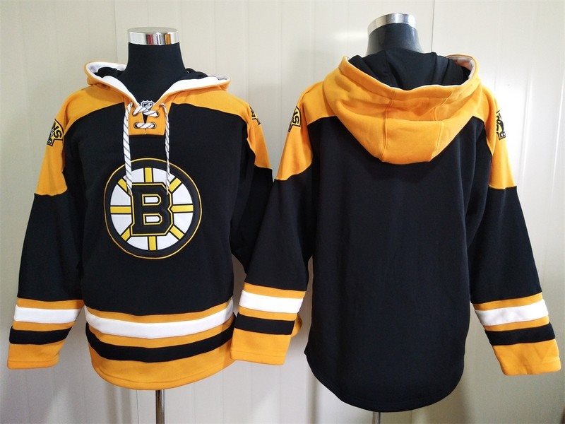 Men's Boston Bruins Black Ageless Must-Have Lace-Up Pullover Hoodie