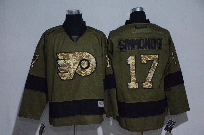 NHL Flyers 17 Wayne Simmonds Olive Green Salute to Service Reebok Men Jersey
