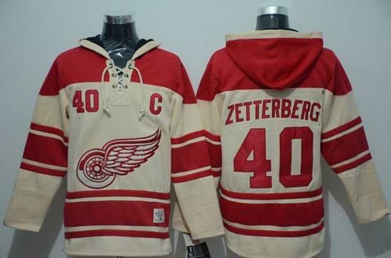 NHL Red Wings 40 Henrik Zetterberg Cream Men Sweatshirt