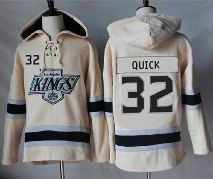 NHL Kings 32 Jonathan Quick Cream Men Sweatshirt