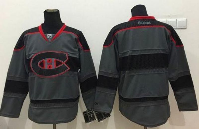 NHL Canadiens Blank Charcoal Cross Check Fashion Men Jersey