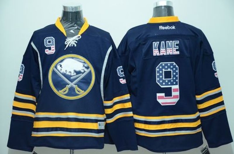 NHL Sabres 9 Evander Kane Navy Blue USA Flag Fashion Men Jersey
