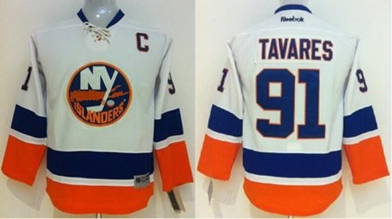 NHL Islanders 91 John Tavares White Youth Jersey