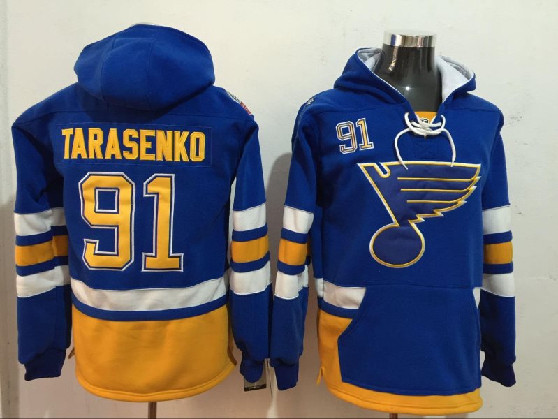 NHL Blues 91 Vladimir Tarasenko Blue Hoodie Sweatshirt