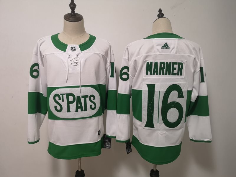 NHL Leafs 16 Mitchell Marner White 2019 St. Patrick's Day Adidas Men Jersey
