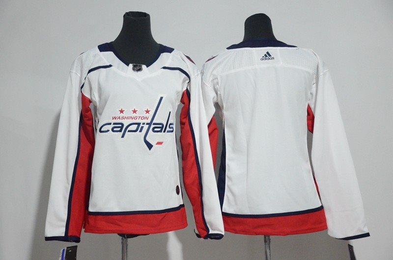 NHL Capitals Blank White Adidas Women Jersey