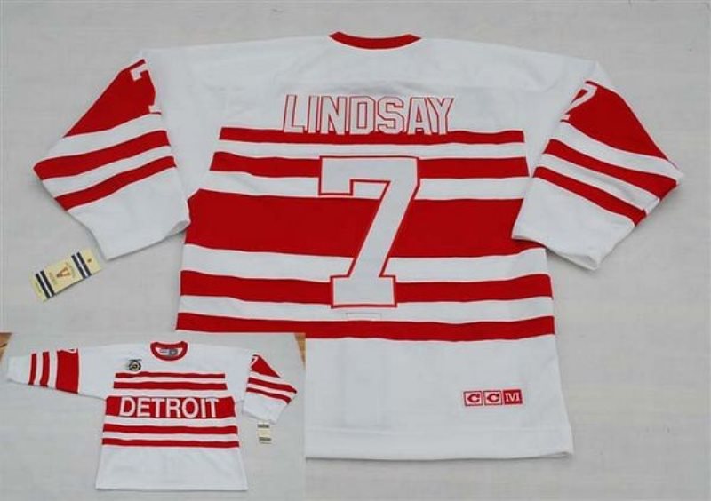 NHL Red Wings 7 Ted Lindsay White CCM Throwback Men Jersey