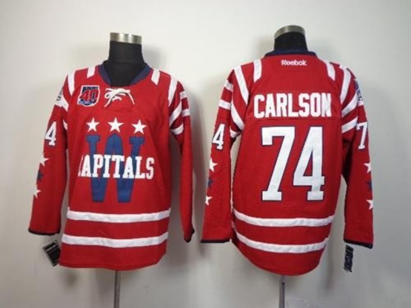 NHL Capitals 74 John Carlson 2015 Winter Classic Red 40th Anniversary Men Jersey