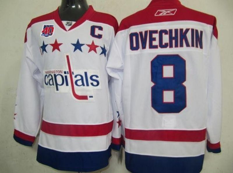 NHL Capitals 8 Alex Ovechkin White 2011 Winter Classic Vintage 40th Anniversary Men Jersey