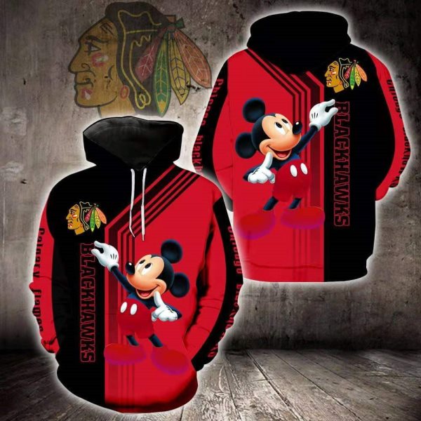 NHL Chicago Blackhawks Disney Mickey Mouse Pullover Hoodies