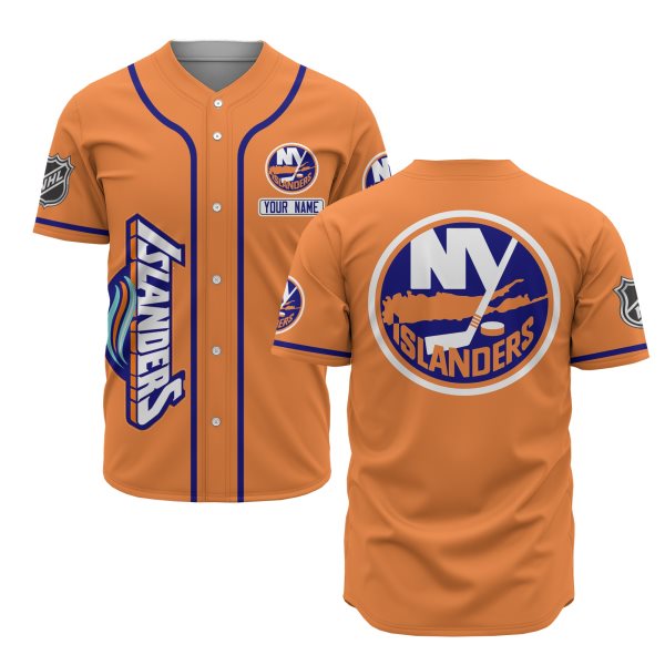 NHL New York Islanders Baseball Orange Customized Jersey