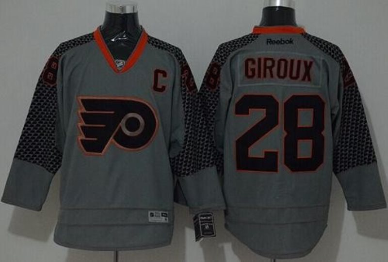 NHL Flyers 28 Claude Giroux Charcoal Cross Check Fashion Men Jersey