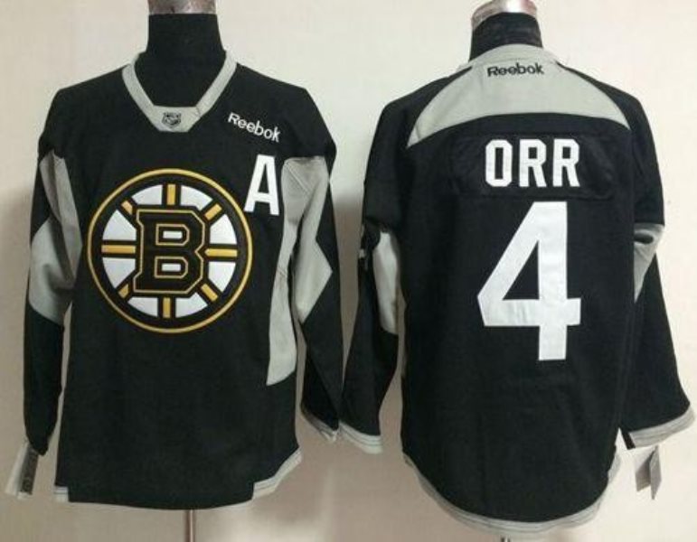 NHL Bruins 4 Bobby Orr Black Practice Men Jersey