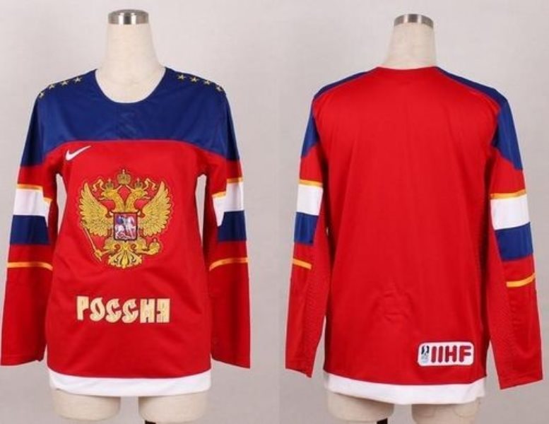 2014 Olympic Team Russia Blank Red Women Hockey Jersey