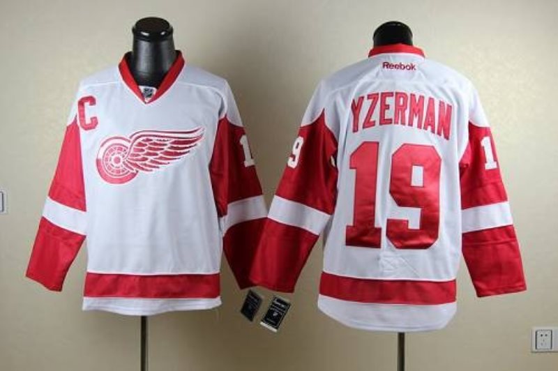 NHL Red Wings 19 Steve Yzerman White Men Jersey