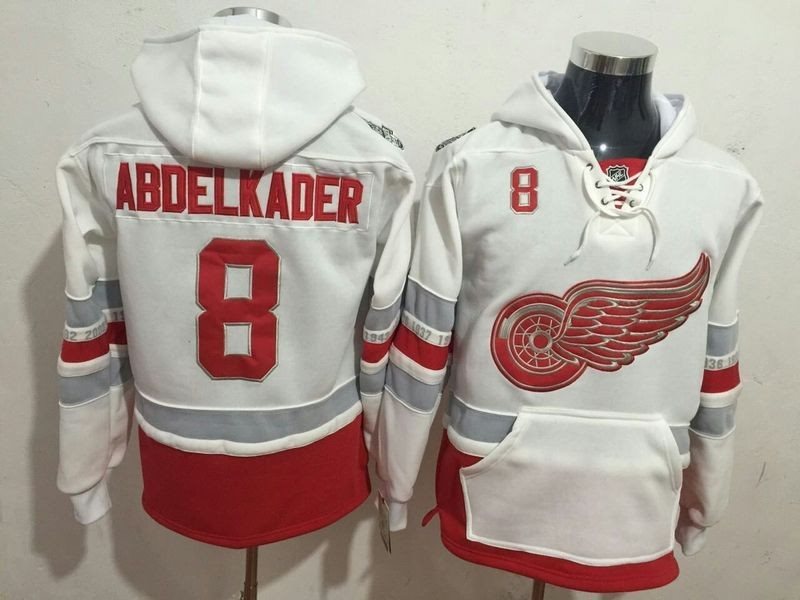 NHL Red Wings 8 Justin Abdelkader White 100th Anniversary Men Sweatshirt