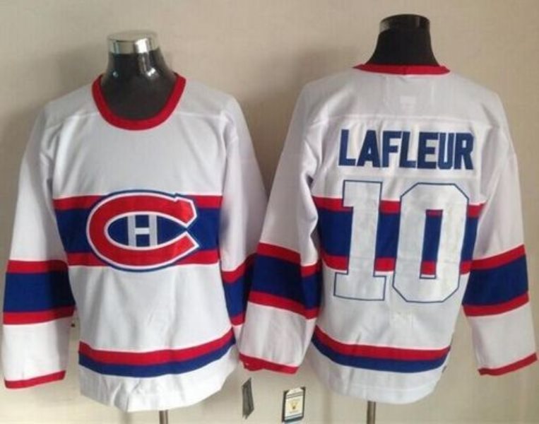 NHL Canadiens 10 Guy Lafleur White CCM Throwback Men Jersey