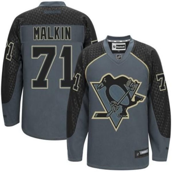 NHL Penguins 71 Evgeni Malkin Charcoal Cross Check Fashion Men Jersey