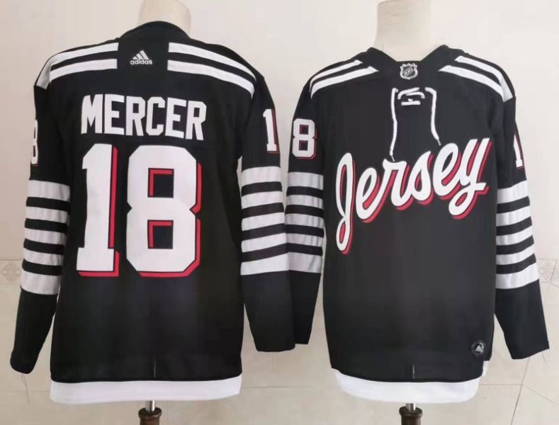 NHL Devils 18 Mercer Black 2022 New Adidas Men Jersey