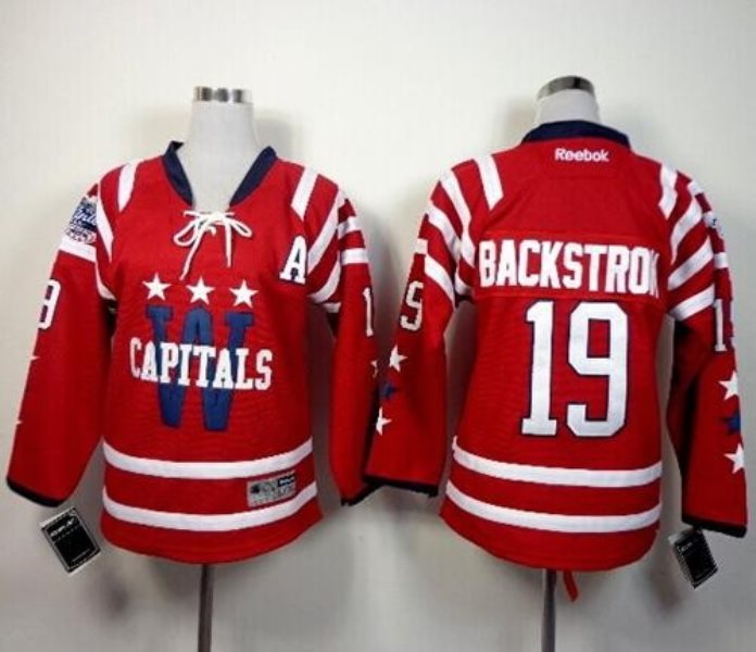 NHL Capitals 19 Nicklas Backstrom 2015 Winter Classic Red Youth Jersey