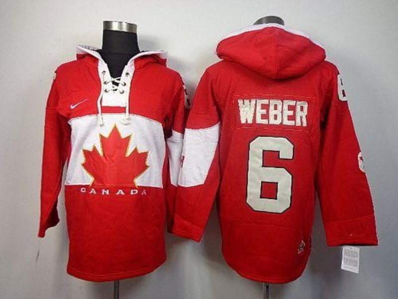 Olympic CA. 6 Shea Weber Red Sawyer Hooded Sweatshirt Stitched NHL Jersey