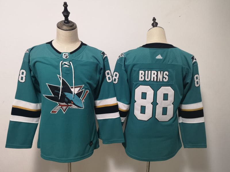 NHL Sharks 88 Brent Burns Teal Adidas Youth Jersey