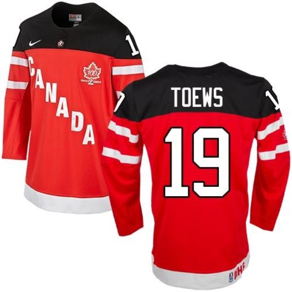 Olympic CA. 19 Jonathan Toews Red 100th Anniversary Stitched NHL Jersey
