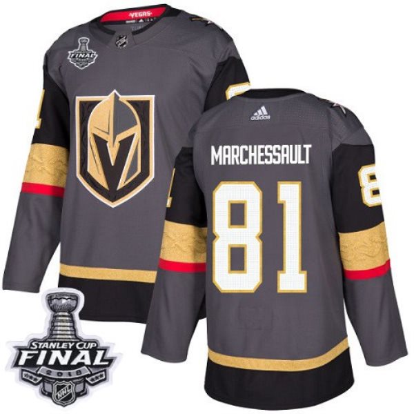 NHL Vegas Golden Knights 81 Jonathan Marchessault Adidas Gray 2018 Stanley Cup Final Patch Men Jersey