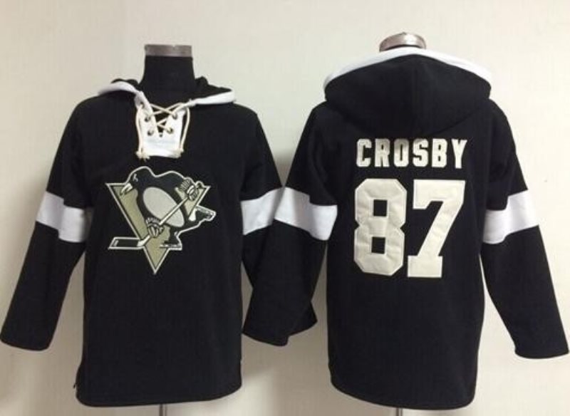 NHL Penguins 87 Sidney Crosby Black Pullover Men Hoodie