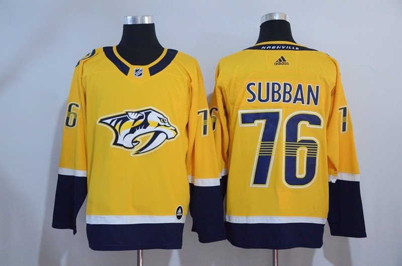 NHL Predators 76 P.K. Subban Yellow Adidas Men Jersey