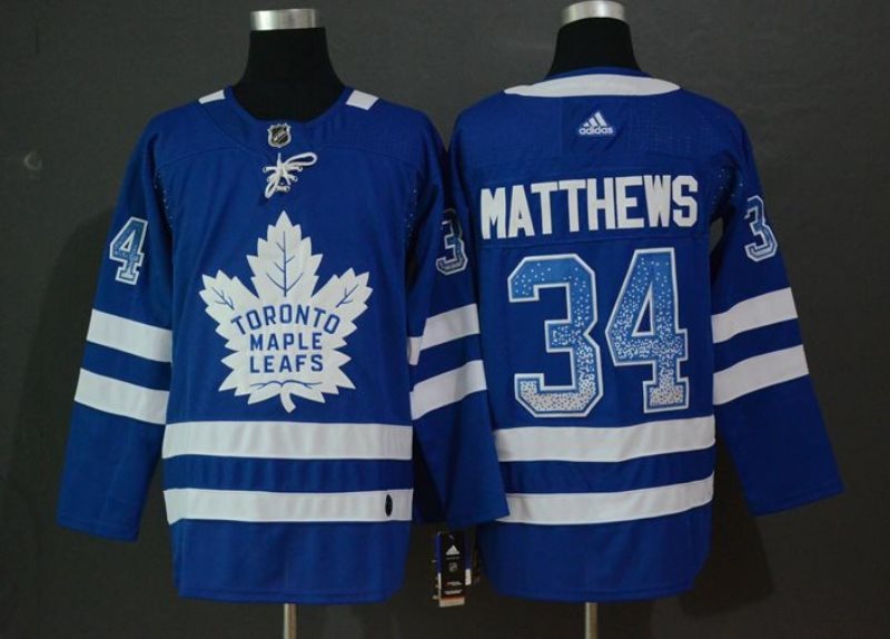 NHL Maple Leafs 34 Auston Matthews Blue Drift Fashion Adidas Men Jersey