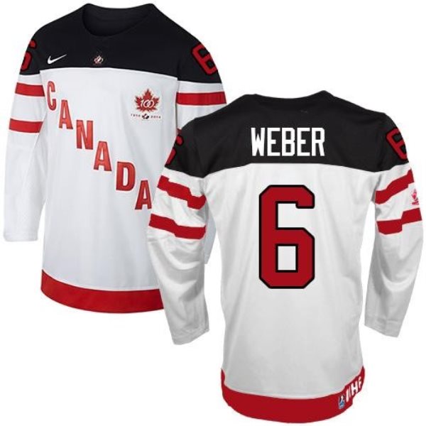 Olympic CA. 6 Shea Weber White 100th Anniversary Stitched NHL Jersey