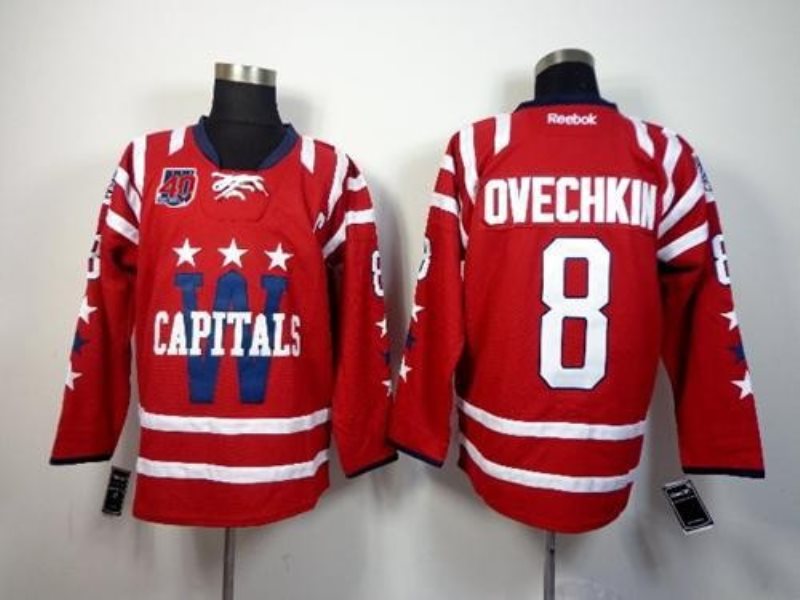 NHL Capitals 8 Alex Ovechkin 2015 Winter Classic Red 40th Anniversary Men Jersey