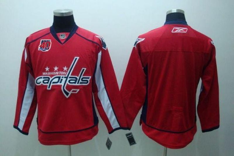 NHL Capitals Blank Red 40th Anniversary Men Jersey