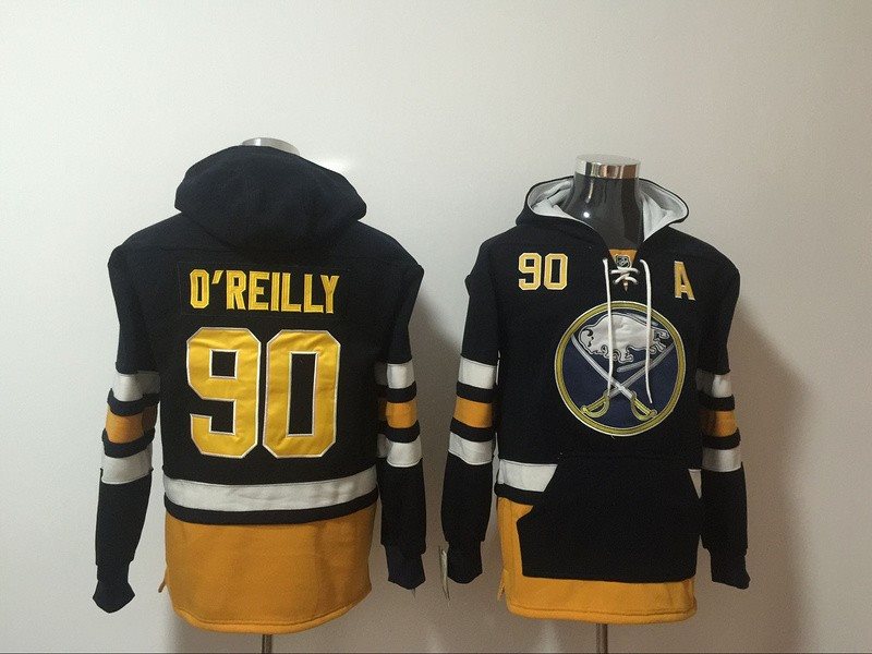 NHL Sabres 90 Ryan O'Reilly Black All Stitched Hooded Men Sweatshirt