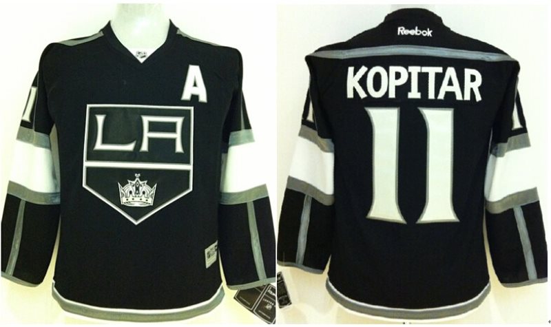 NHL Kings 11 Anze Kopitar Black With A Patch Youth Jersey