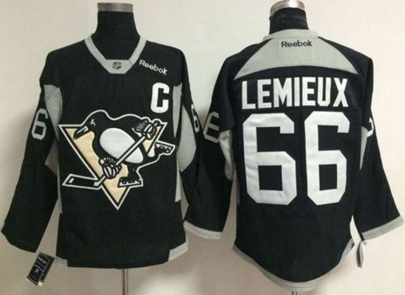 NHL Penguins 66 Mario Lemieux Black Practice Men Jersey