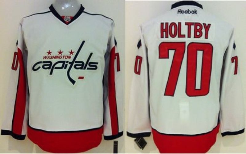 NHL Capitals 70 Braden Holtby White Men Jersey