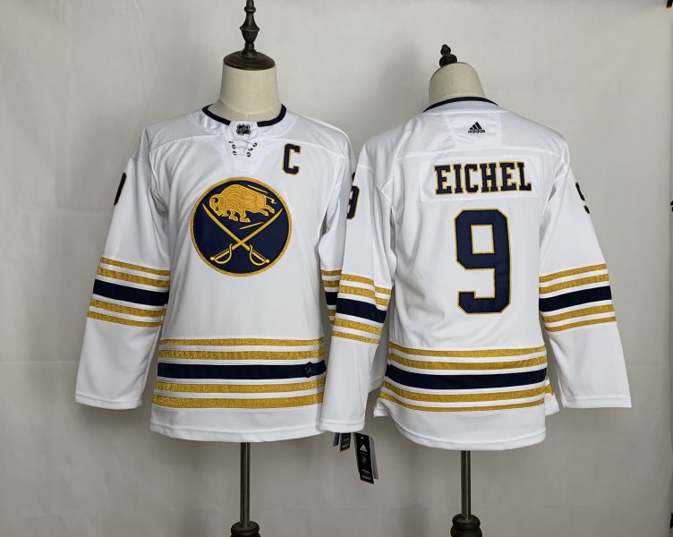 NHL Sabres 9 Jack Eichel White 50th anniversary Adidas Youth Jersey
