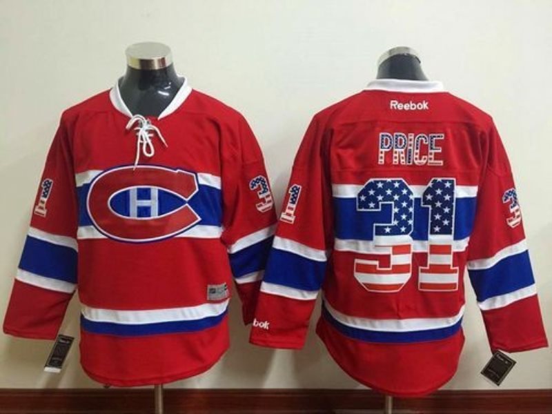 NHL Canadiens 31 Carey Price Red USA Flag Fashion Men Jersey