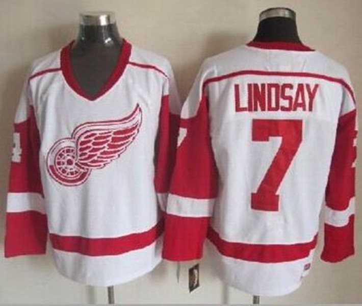 NHL Red Wings 7 Ted Lindsay White CCM Throwback Men Jersey