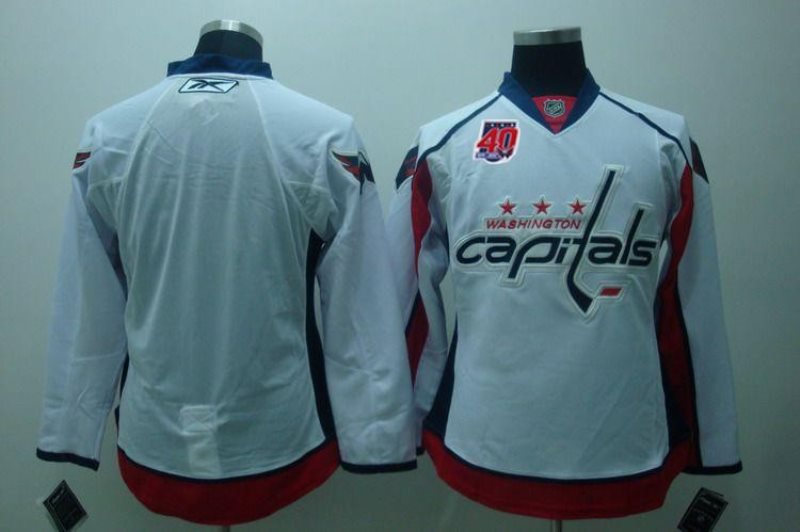 NHL Capitals Blank White 40th Anniversary Men Jersey