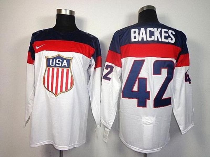 2014 Olympic Team USA No.42 David Backes White Hockey Jersey