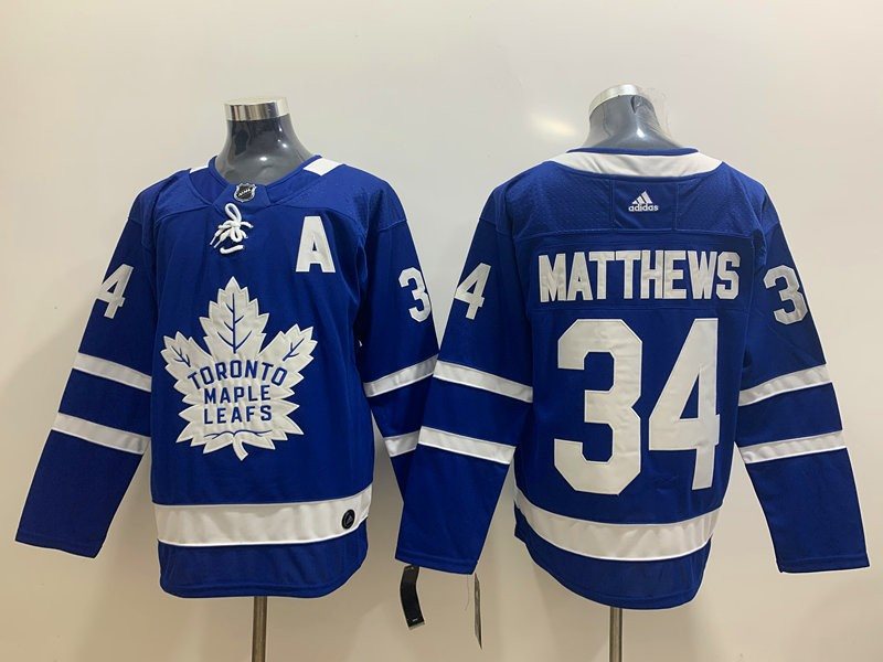 NHL Maple Leafs 34 Auston Matthews Blue Adidas Men Jersey