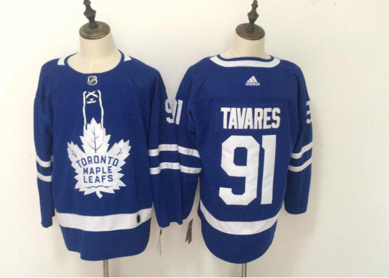 NHL Maple Leafs 91 John Tavares Adidas Blue Men Jersey