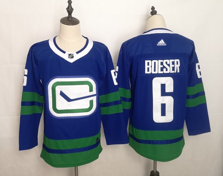 NHL Canucks 6 Brock Boeser Blue Adidas Men Jersey