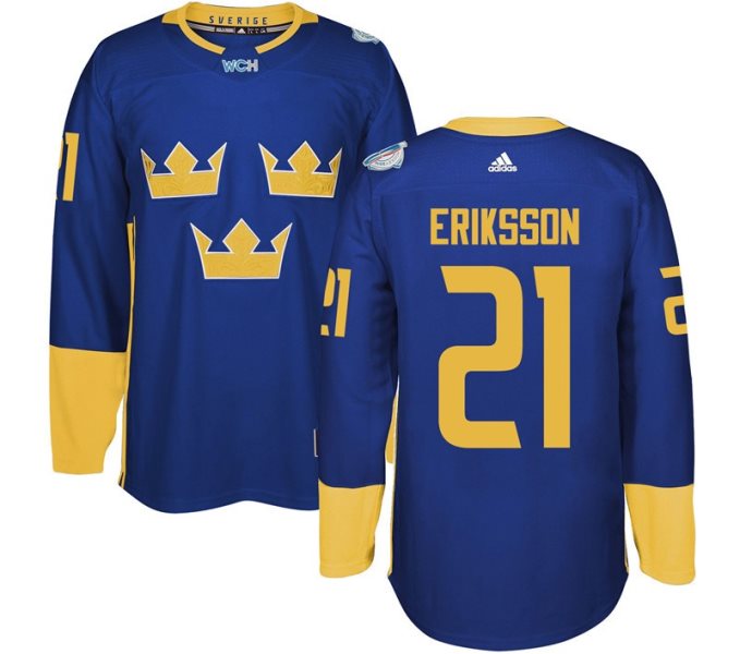 Team Sweden 21 Jimmie Ericsson 2016 World Cup Of Hockey Blue Jersey